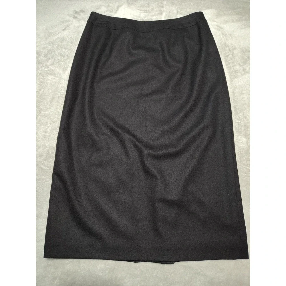 Talbots Wool Skirt Ladies 8 Black Lined Pencil Classic Slit Business Sexy